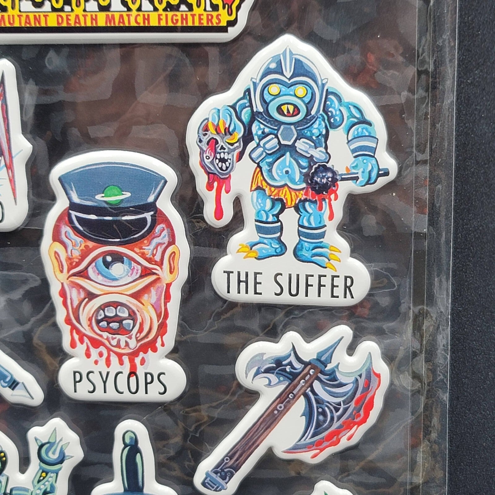 Vintage GORELORDS Mutant Death Match Fighters Puffy Stickers SEALED NOS