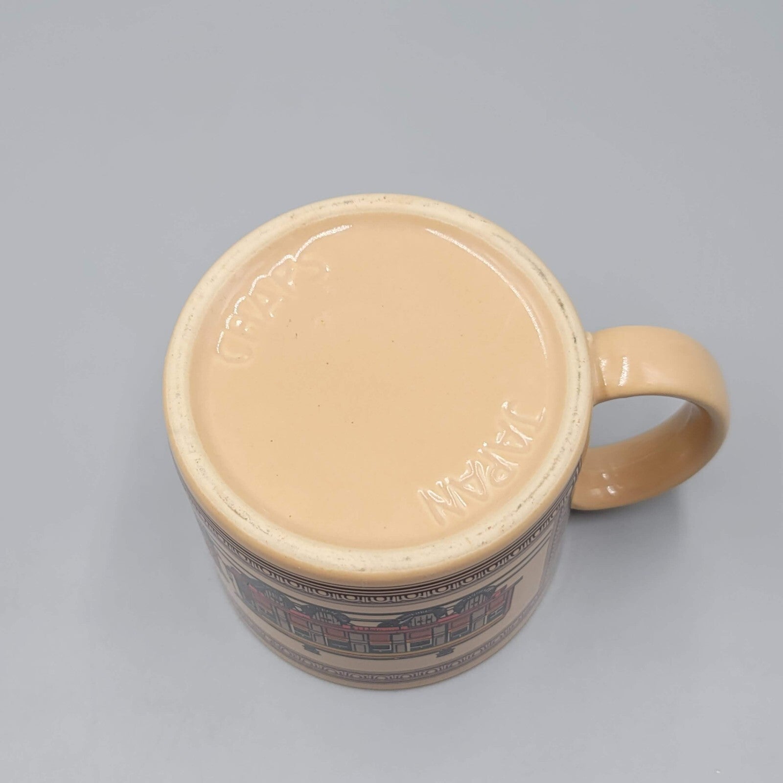 Vintage Steam Engine Train Coffee Mug Tan Japan Chaps