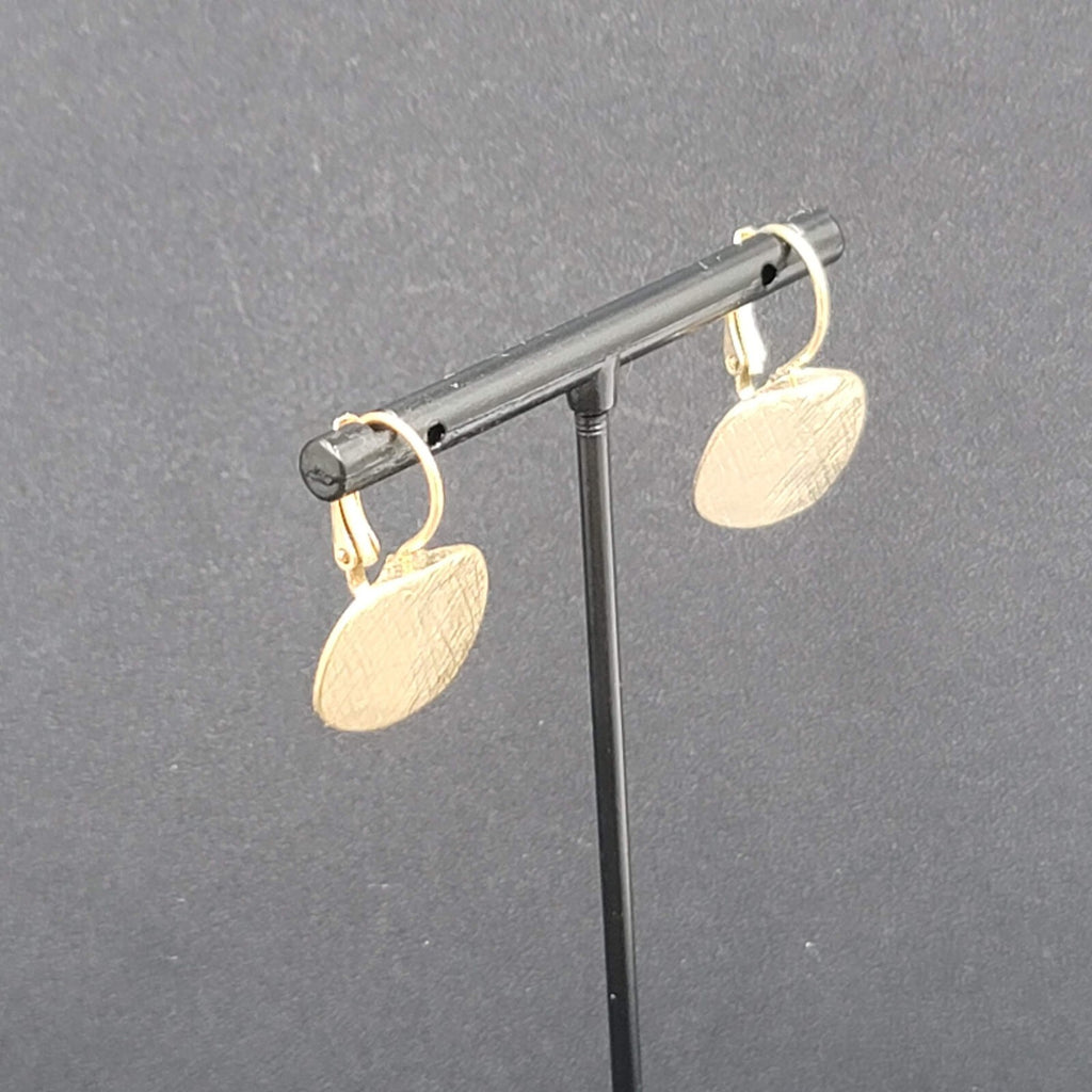 Pierced Earrings Gold tone Cross Hatch Dangle 5/8"