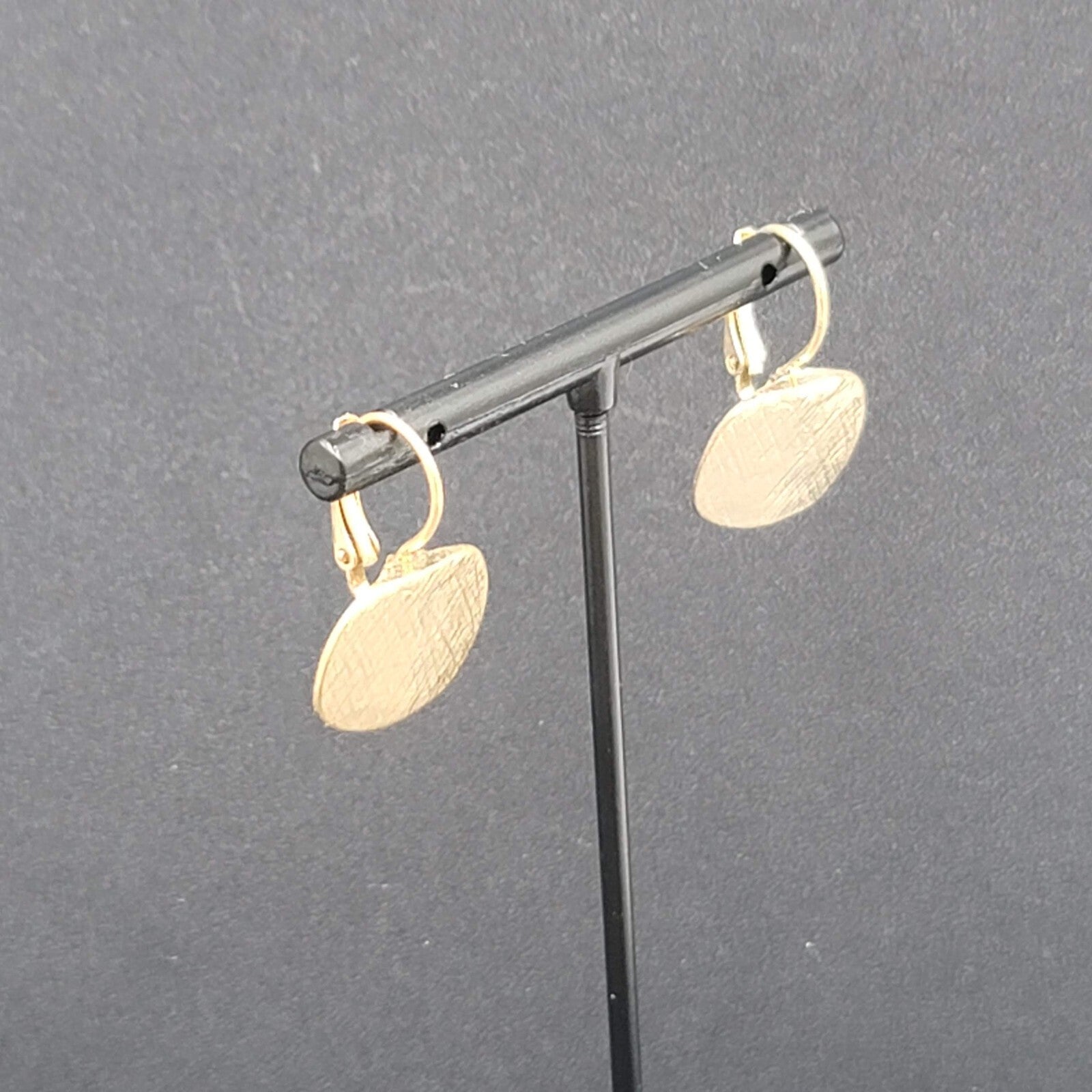 Pierced Earrings Gold tone Cross Hatch Dangle 5/8"
