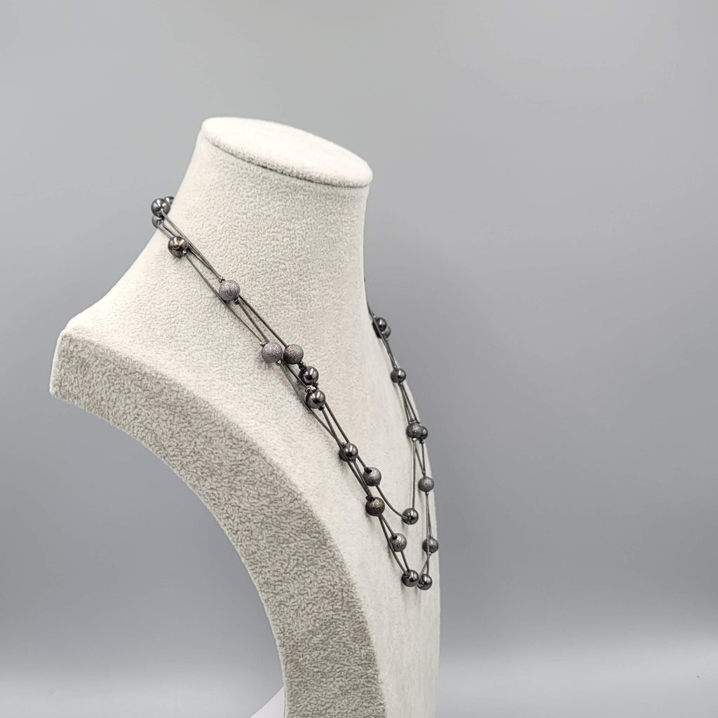 LONG 44 in Black Station Bead Chain Necklace