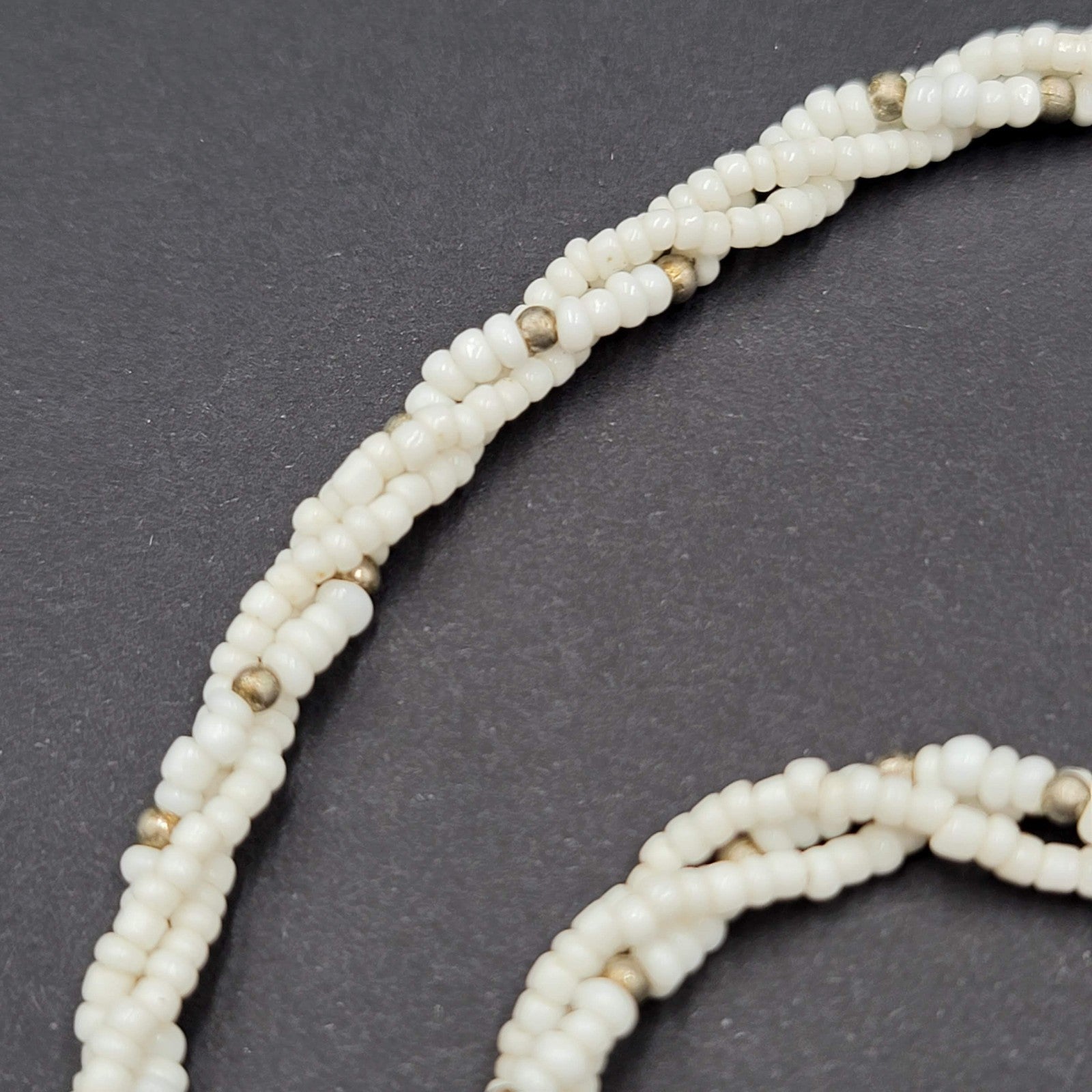 Vintage White Seed Bead Twist Necklace 18" Estate Jewelry
