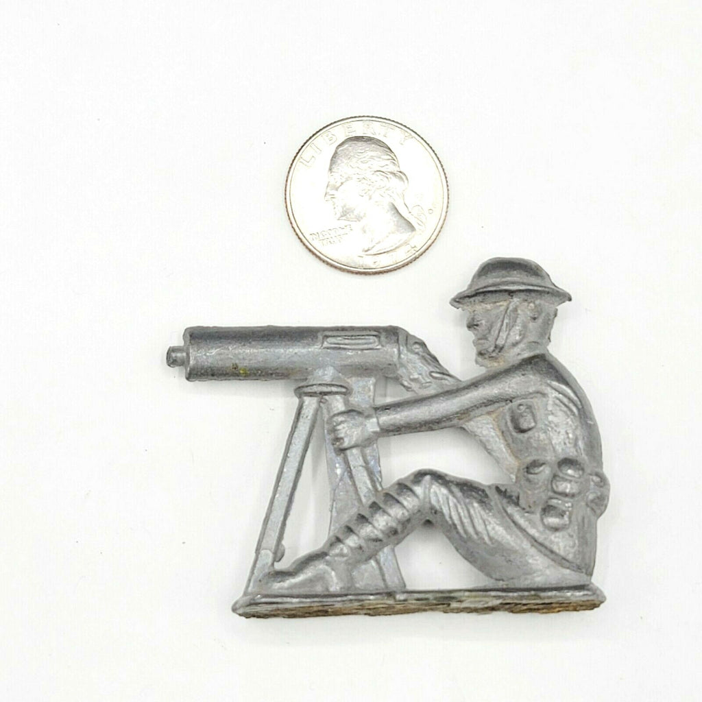 Antique Vintage US Army Lead Soldier Tommy Gun 2" x 2 3/8"