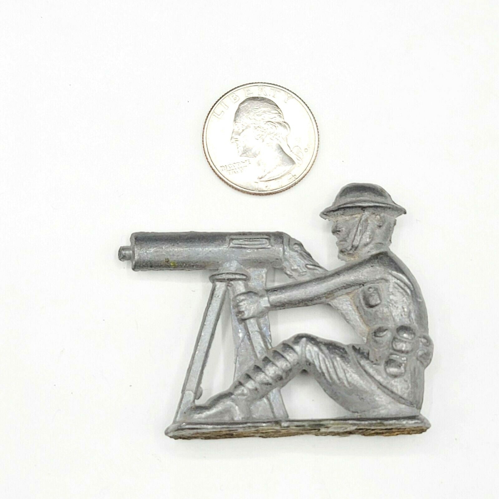 Antique Vintage US Army Lead Soldier Tommy Gun 2" x 2 3/8"