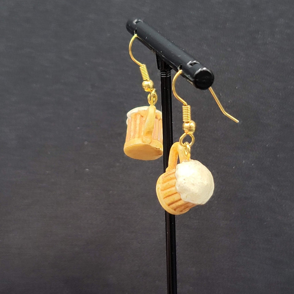 Root Beer Pierced Earrings Foamy Mug Dangle 1/2"