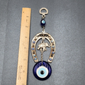 Horse Shoe Elephant Turkish Blue Evil Eye Amulet Car Charm Wall Hanging 7"