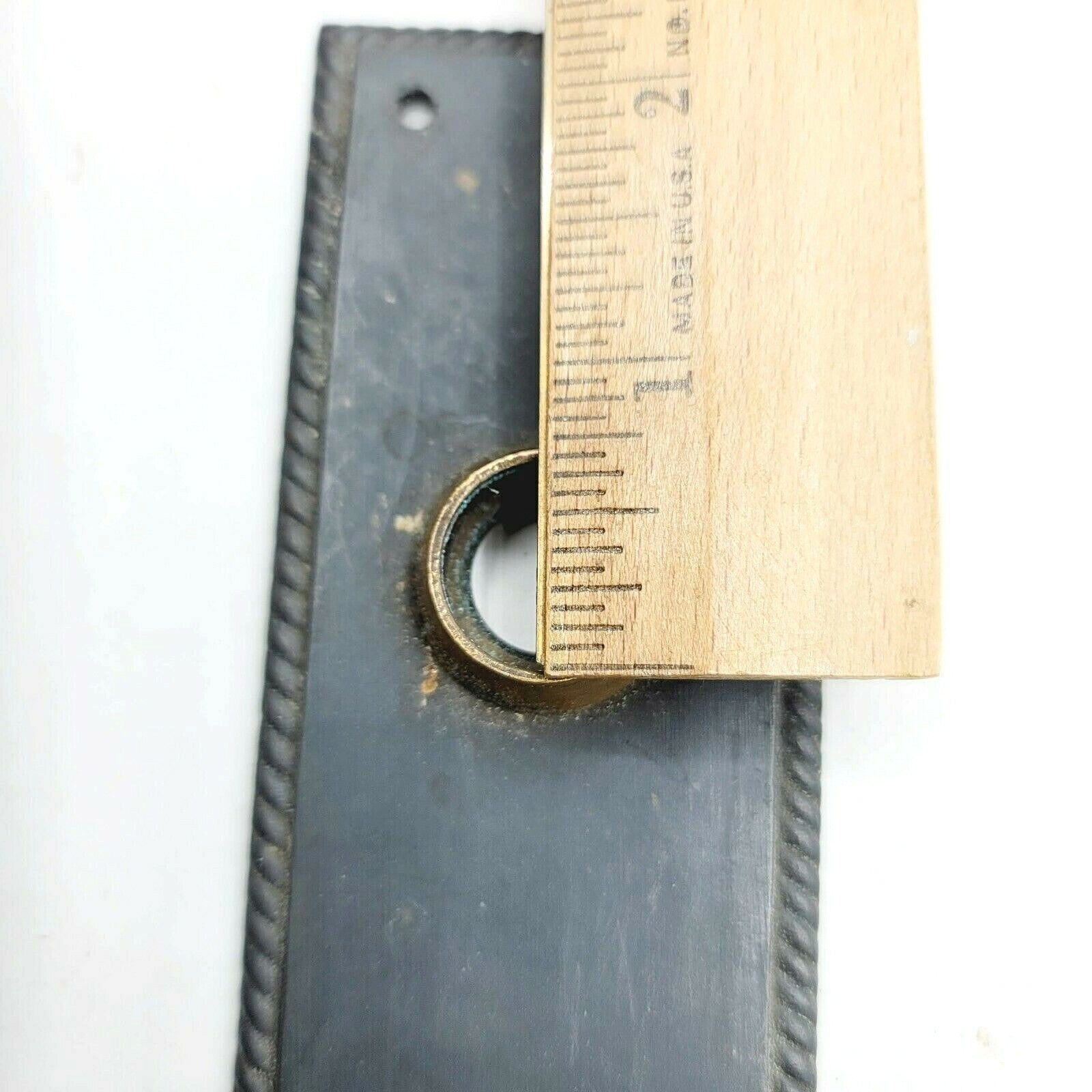 Vintage Cast Iron SINGLE Doorknob Skeleton Key Back Plate 6 3/4" x 2" holes 2.5
