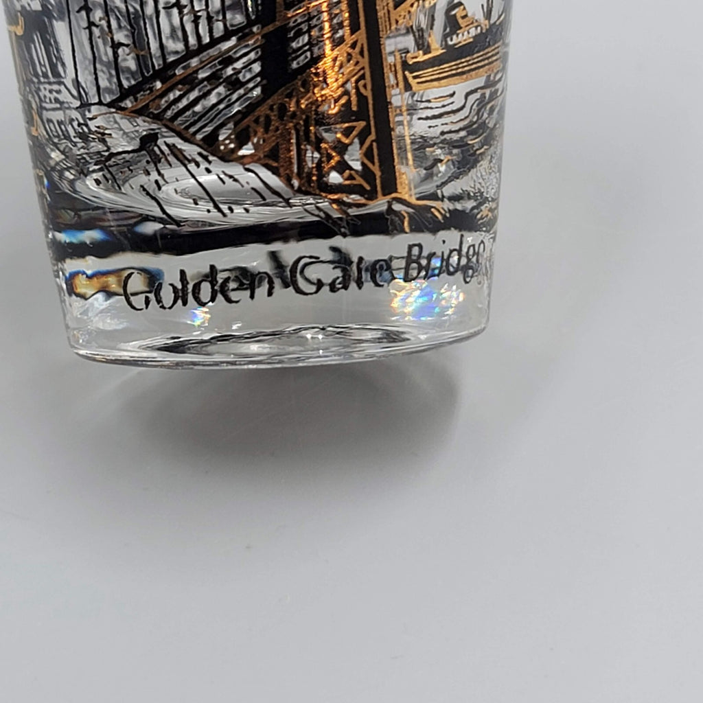 San Francisco Shot Glass Souvenir Black Gold Embossing