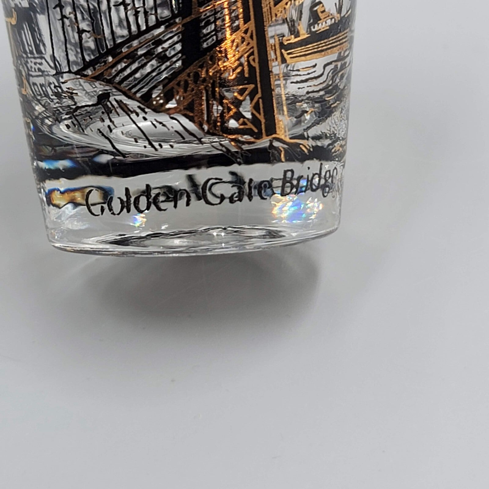San Francisco Shot Glass Souvenir Black Gold Embossing