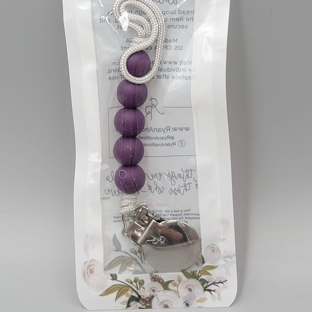 Ryan & Rose Cutie Clip Pacifier Clip Holder Silicone Purple NEW NIP