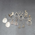 Lot of 7 Pierced Earrings Silver tone Teardrop Butterfly Hoops Wearable