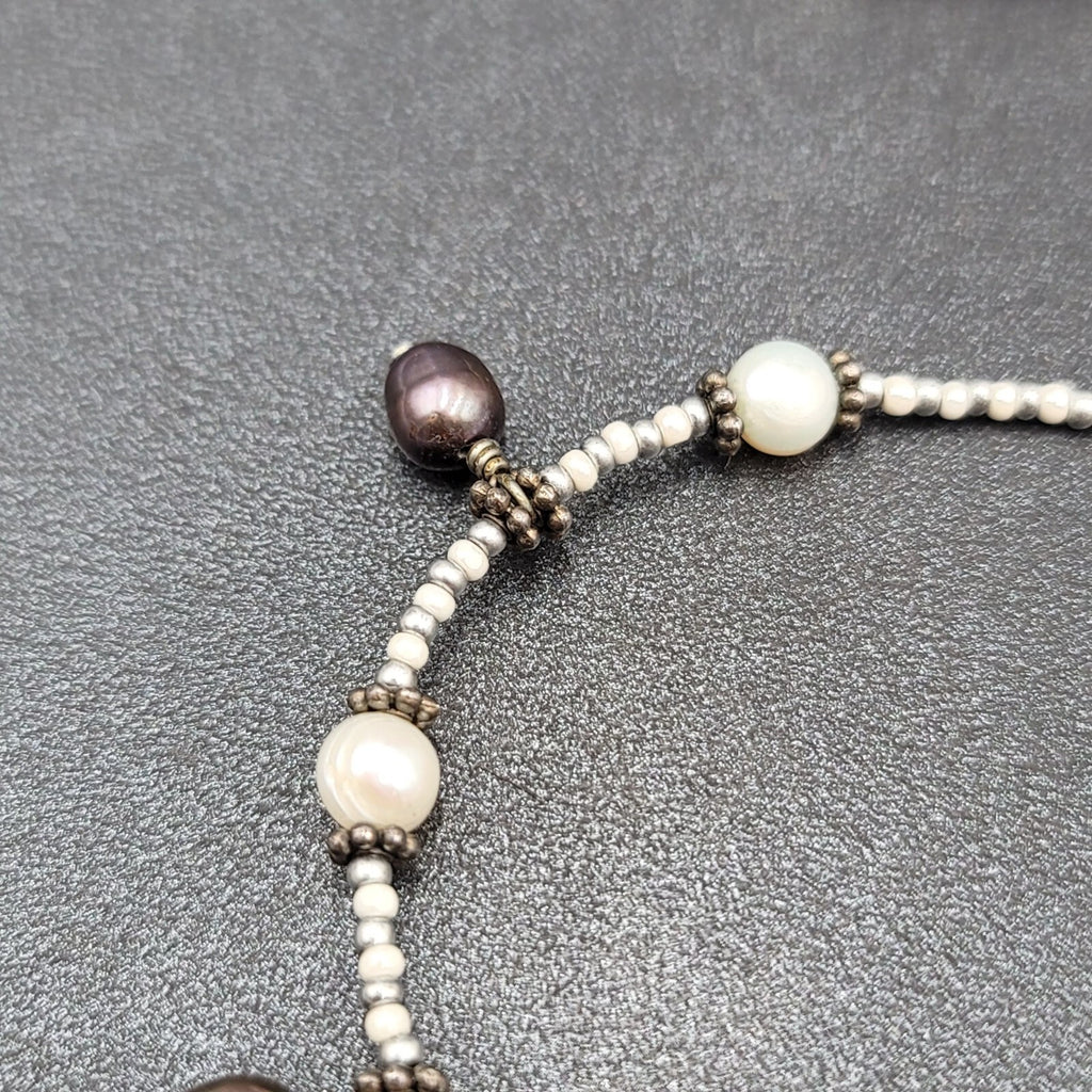 Natural Cultured Freshwater Pearl and Seed Bead Necklace 18"