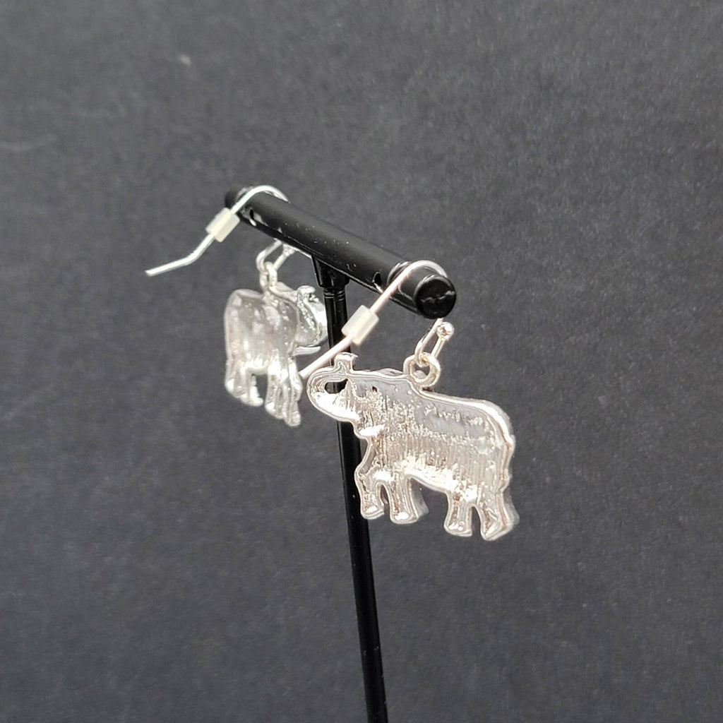 Pierced Earrings Silver tone Rhinestone Studded Dangle 3/4"