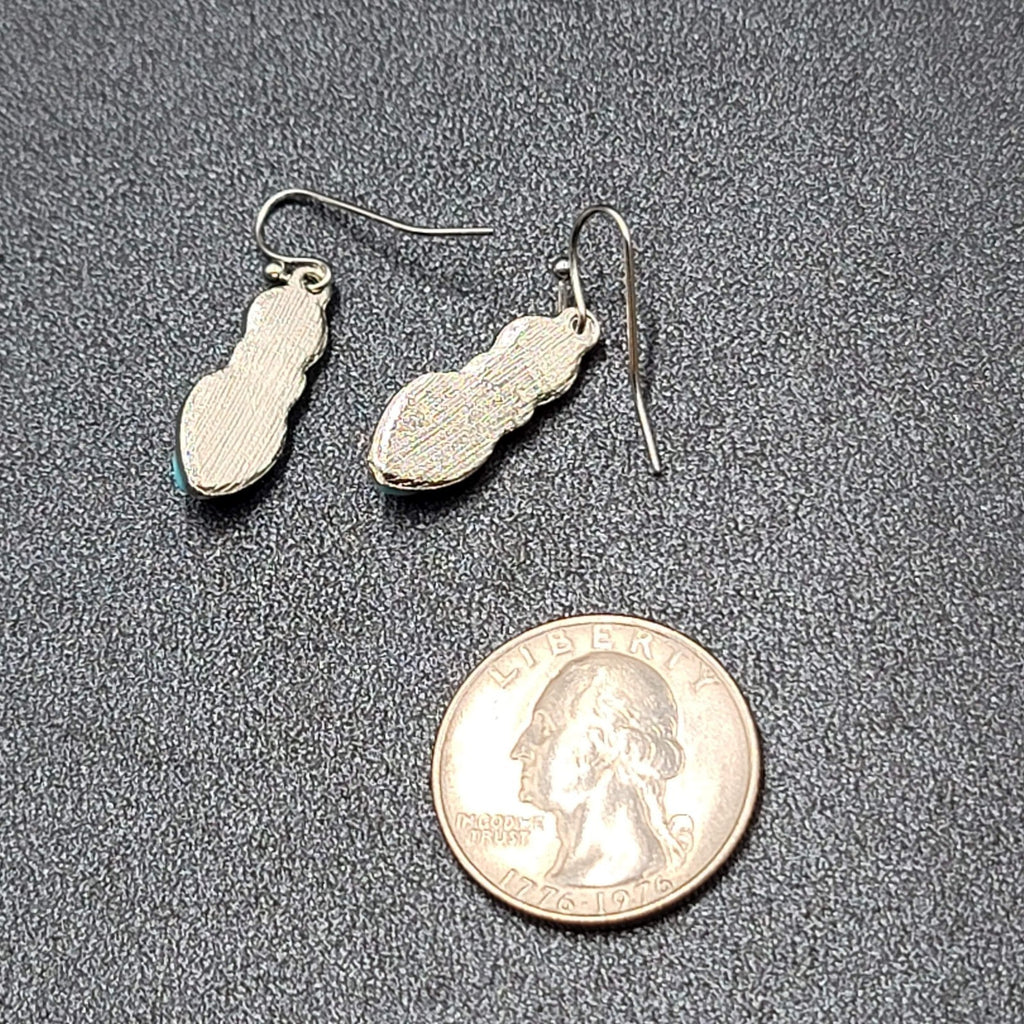Pierced Earrings Silver tone White Blue Accents Dangle 7/8"