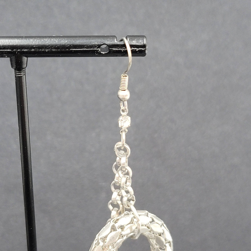 Pierced Earrings Silver tone Statement Dangle Chains 3.25"