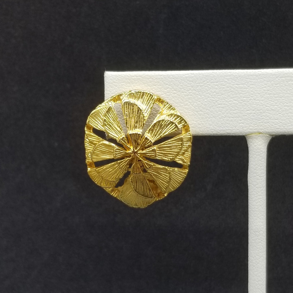 Pierced Earrings Gold tone Open Work Dome Drop Stud 1"