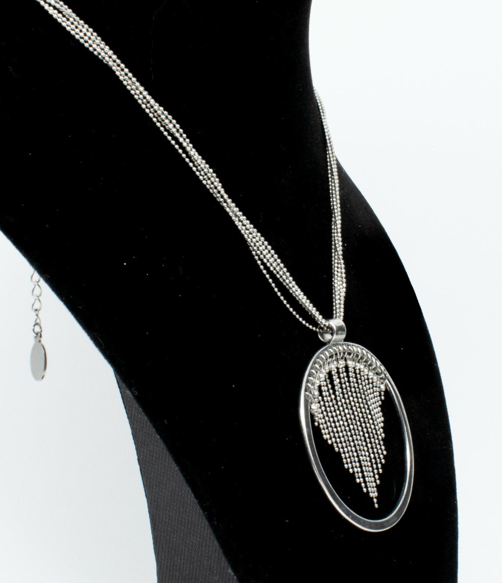 Silvertone Guess Chain Pendant Necklace Costume Estate Jewelry 16" - 19"