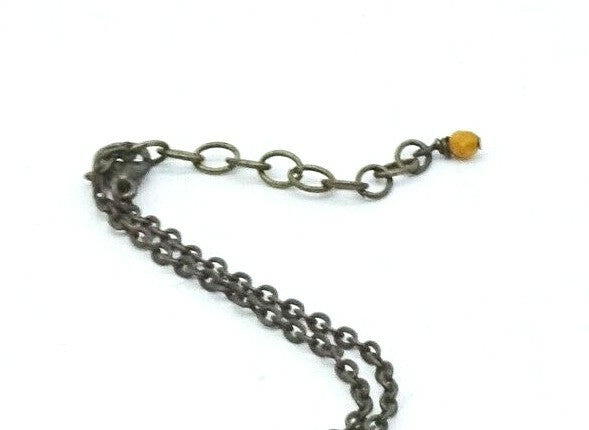 Boho Turquoise Stone Beaded Necklace Bronze tone Chain 20"