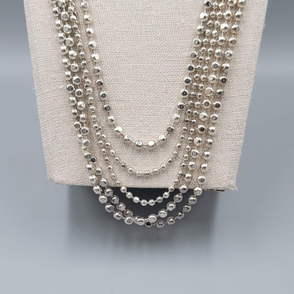 Multistrand Ball Chain Necklace Silver tone 26" - 30"