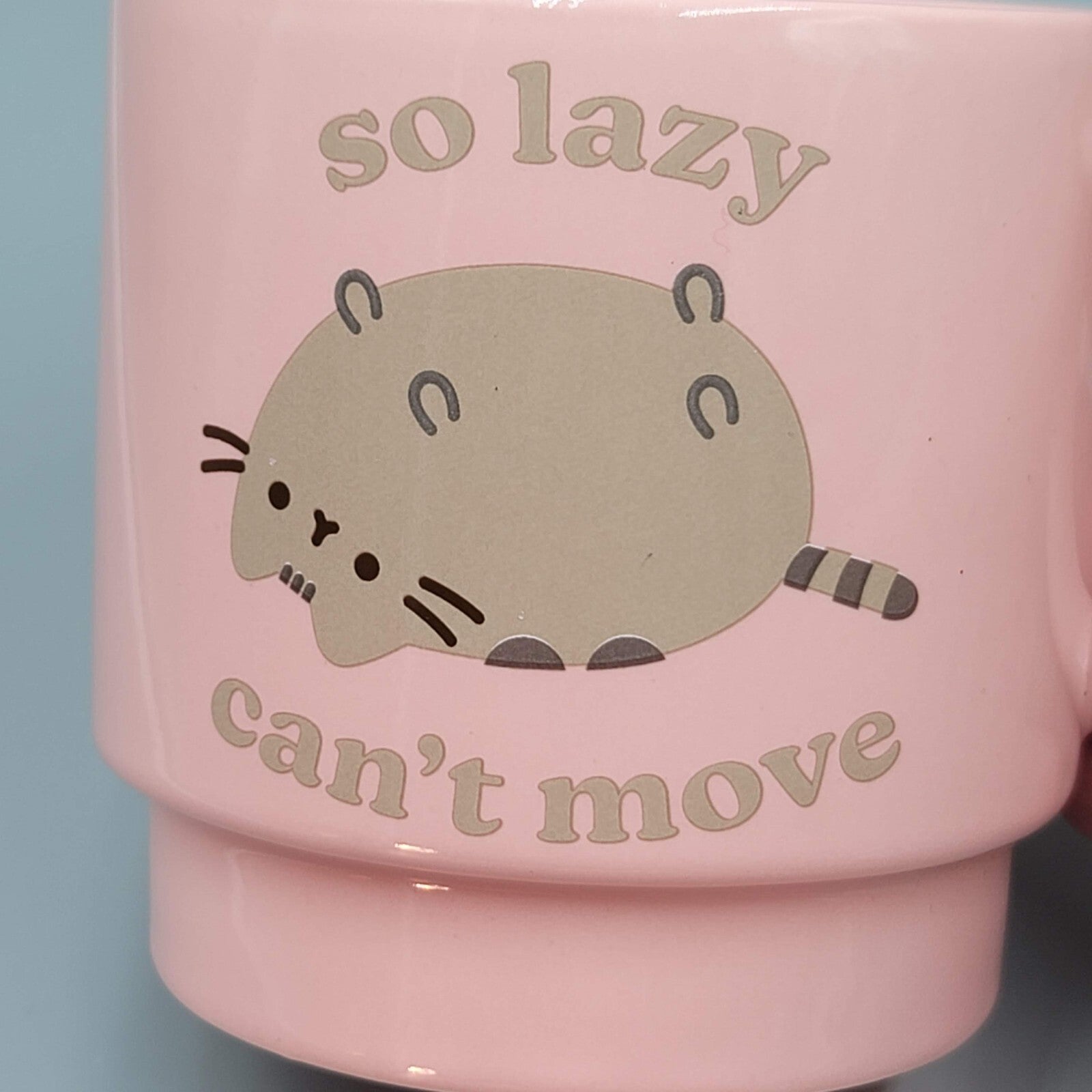 Pusheen The Cat Coffee Mug So Lazy Can't Move Pink 2023 Culture Fly 3 1/2" Pink