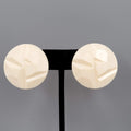 Vintage Germany Clip on Earrings Acrylic White Molded Round 1.25"