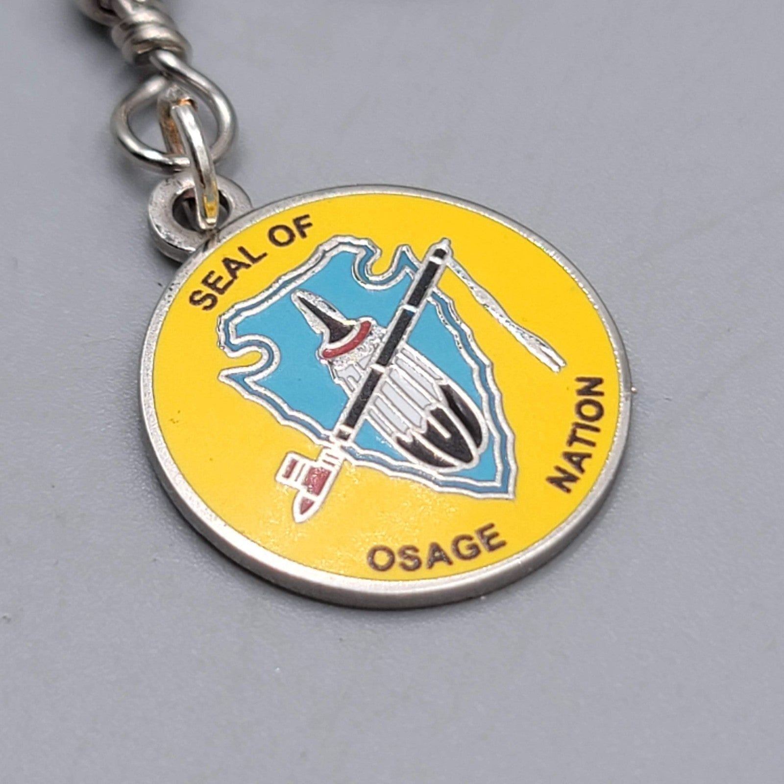 Vintage SEAL OF OSAGE NATION Metal Enamel Silver tone Small