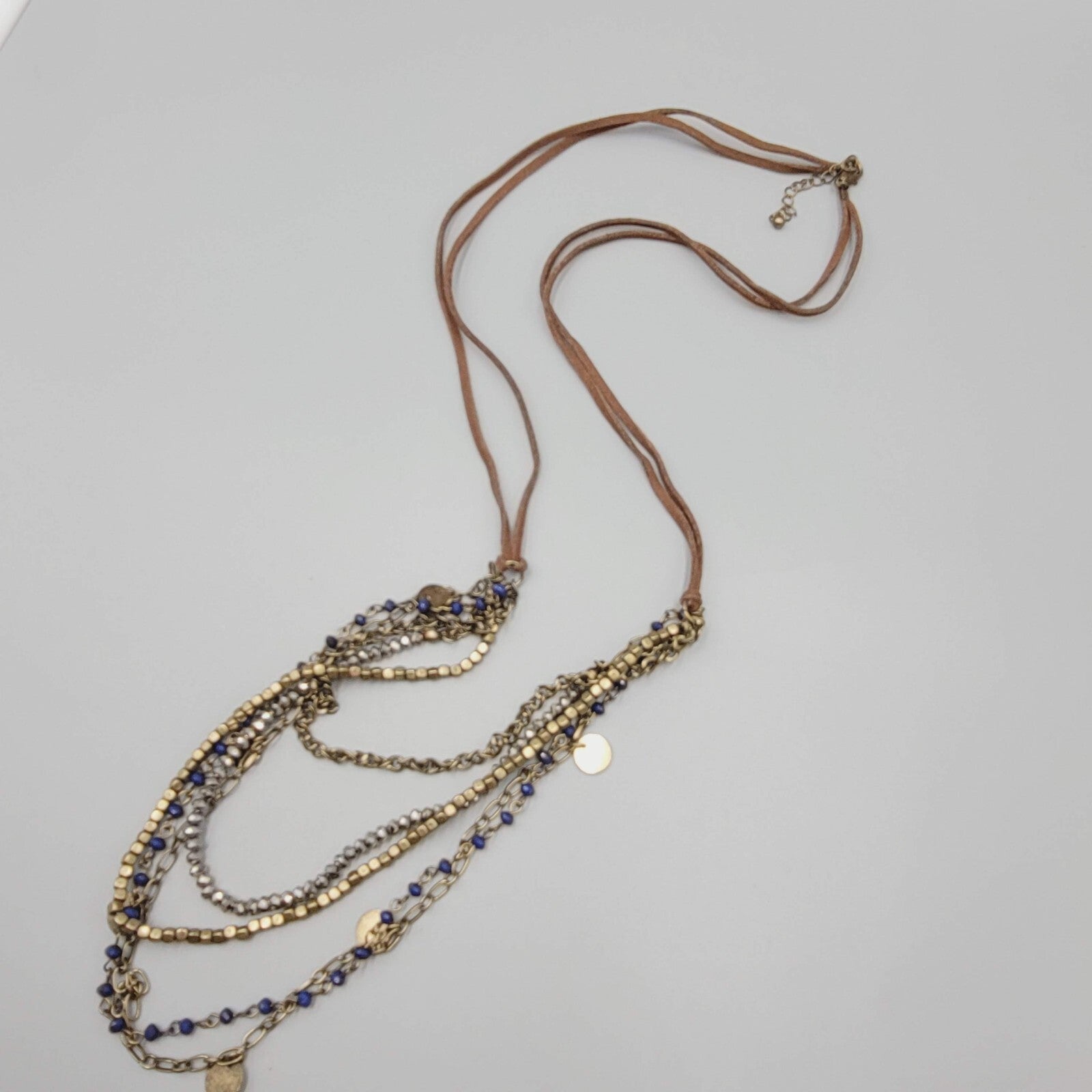 Extra Long Necklace Multi Strand Crystal Bead Layered 30"
