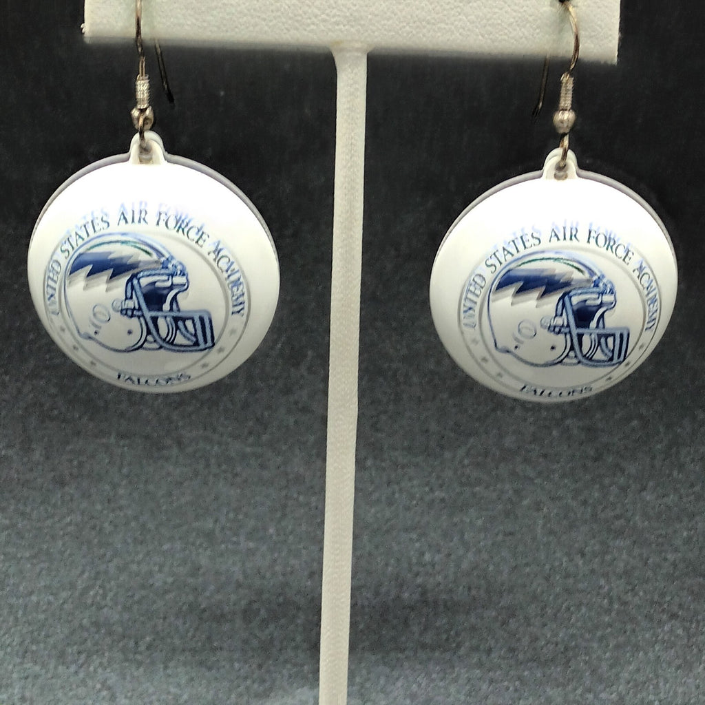 Lot of 4 Pairs Pierced Earrings Blue White US Air Force Academy Falcons Football