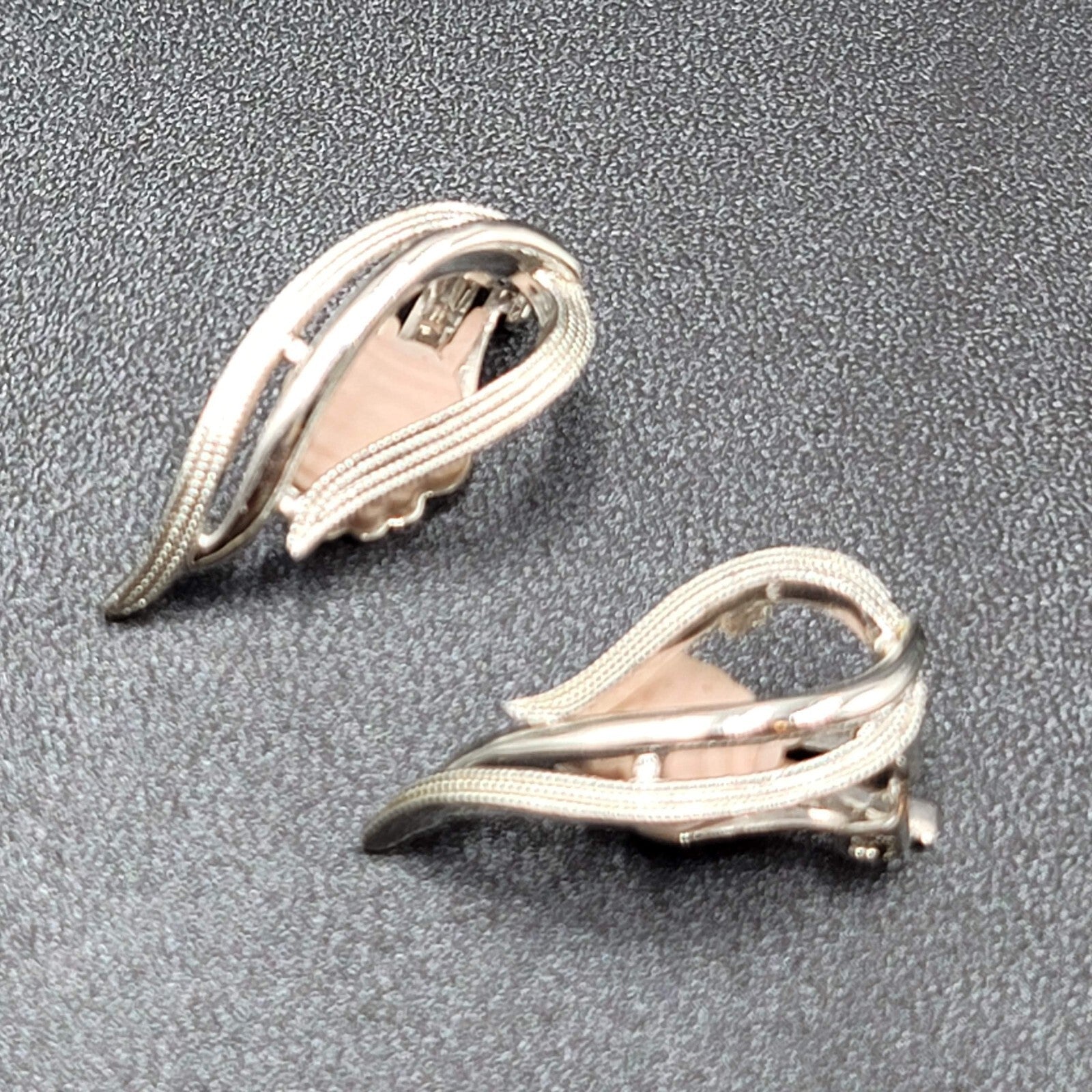Vintage Sarah Cov Clip on Earrings Open Work Silver tone Climber 1.25"