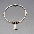 Guitar String Bangle Bracelet Cowboy Boot Charm Silver tone