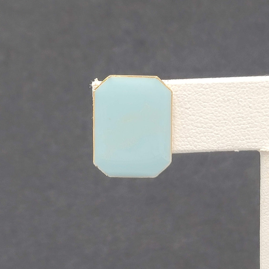 Vintage Pierced Earrings Light Babay Blue Enamel Drop 3/4"