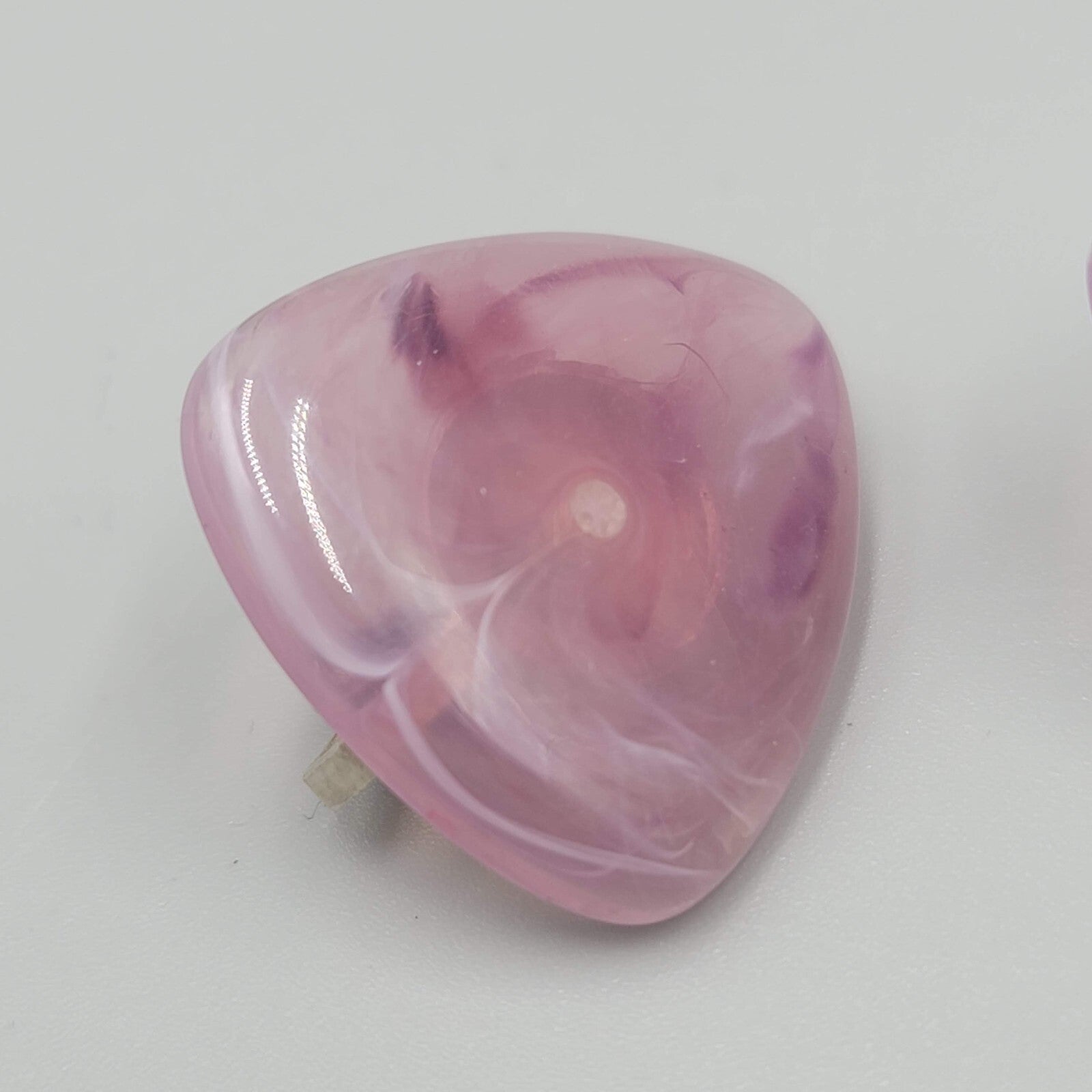 Vintage Purple Clip on Earrings Plastic Triangle Lightweight 1"