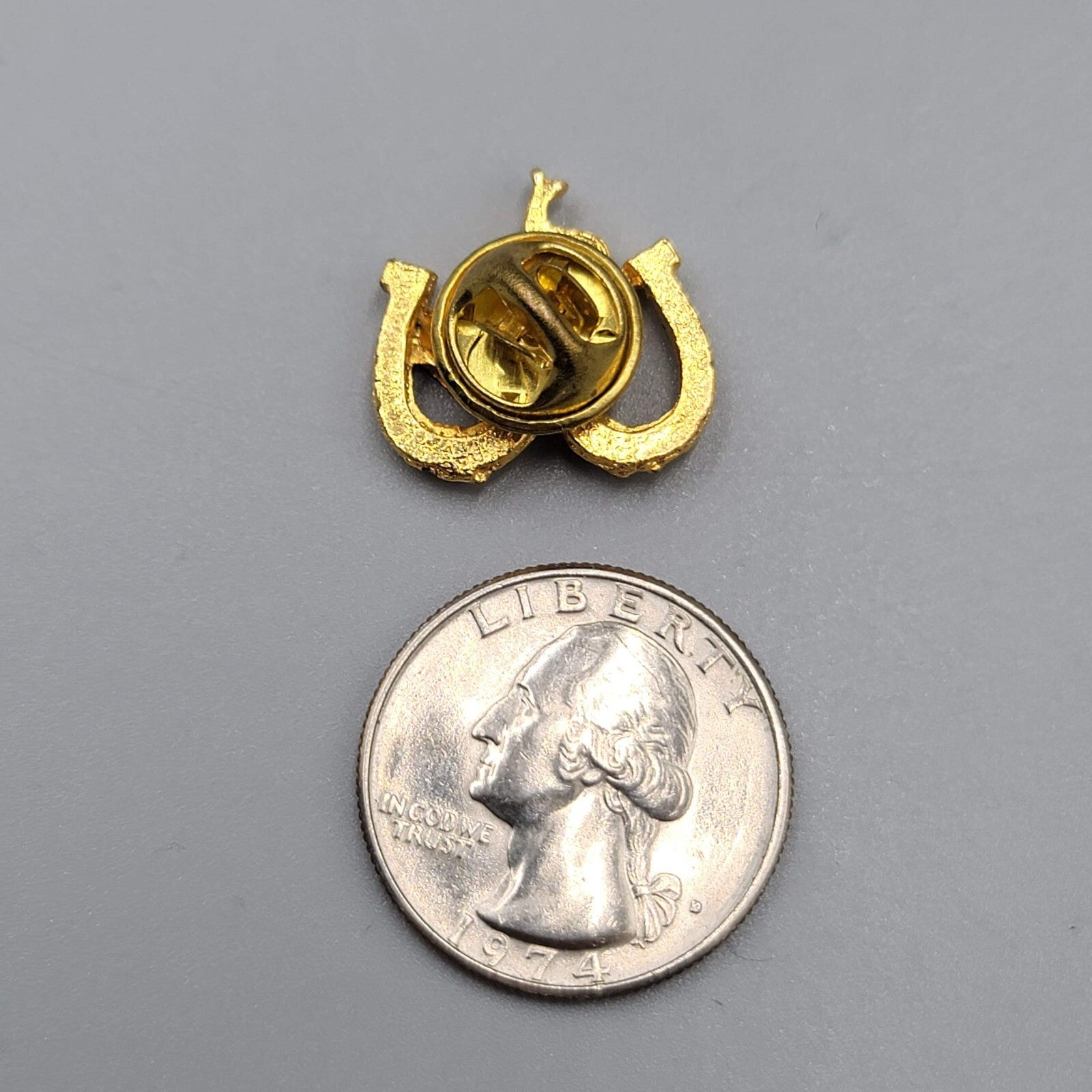 Vintage Elephant Double Horseshoes Lapel Pin Republican GOP 3/4"