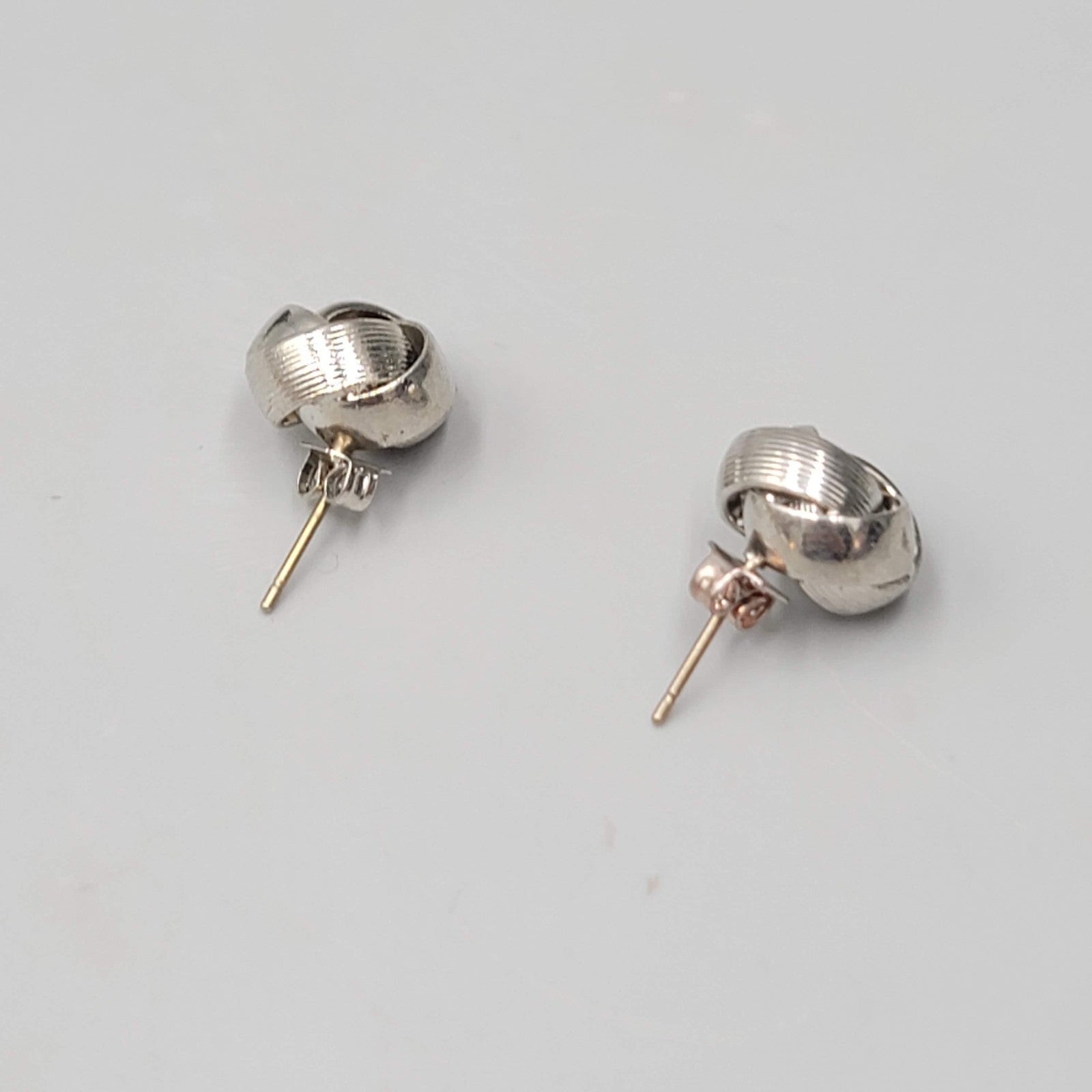 Vintage Silver tone Knot Studs Pierced Earrings 1/2"