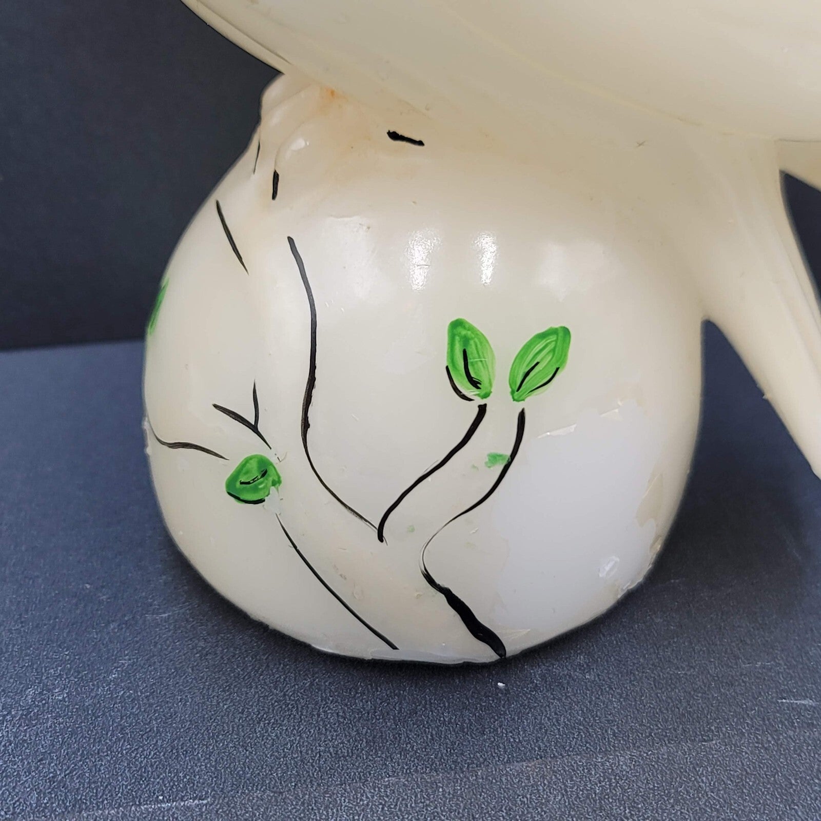 Vintage Wax Owl Candle Large Carved White Unburned 9"
