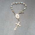 Vintage AB Glass Bead Rosary Bracelet Car Hanger White Bead