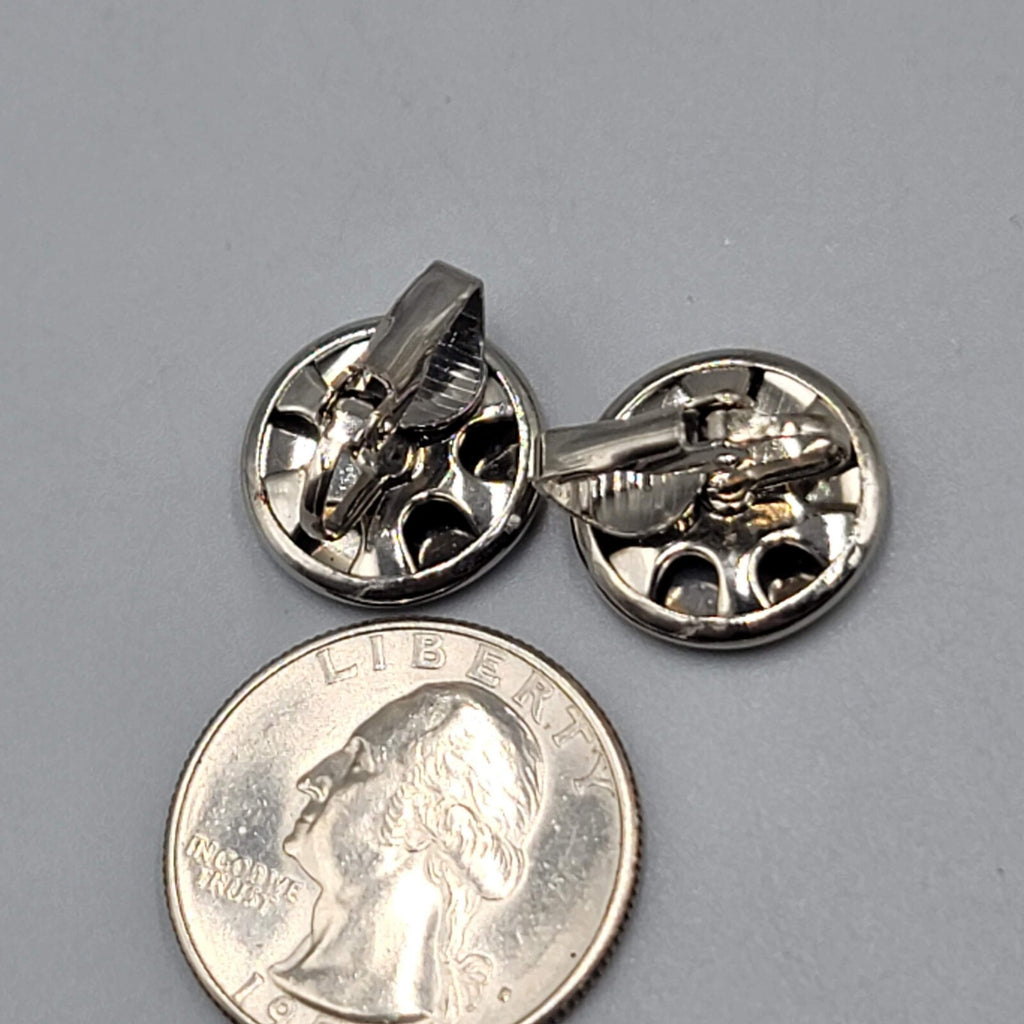 Vintage Silver tone Clip on Earrings High Polish Round Studs 5/8"