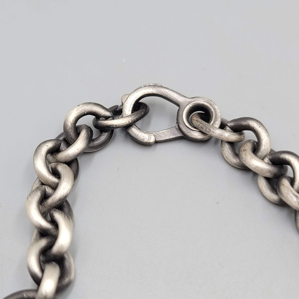 Mens Bracelet Dark Gray Silver tone Bar Link 8.25 in