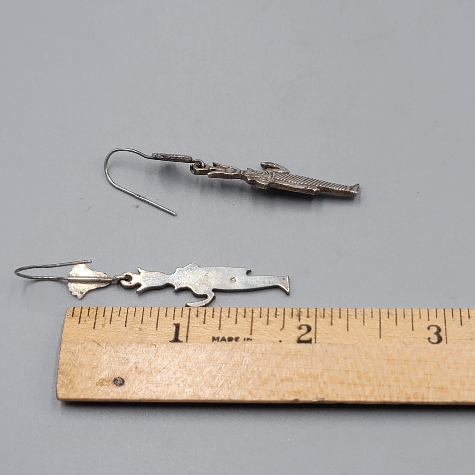 Sterling Silver Egyptian God Hator Pierced Earrings Dangle 1.75"