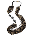 Large Statement Elephant Necklace Black Seed Bead Multi Strand 42"