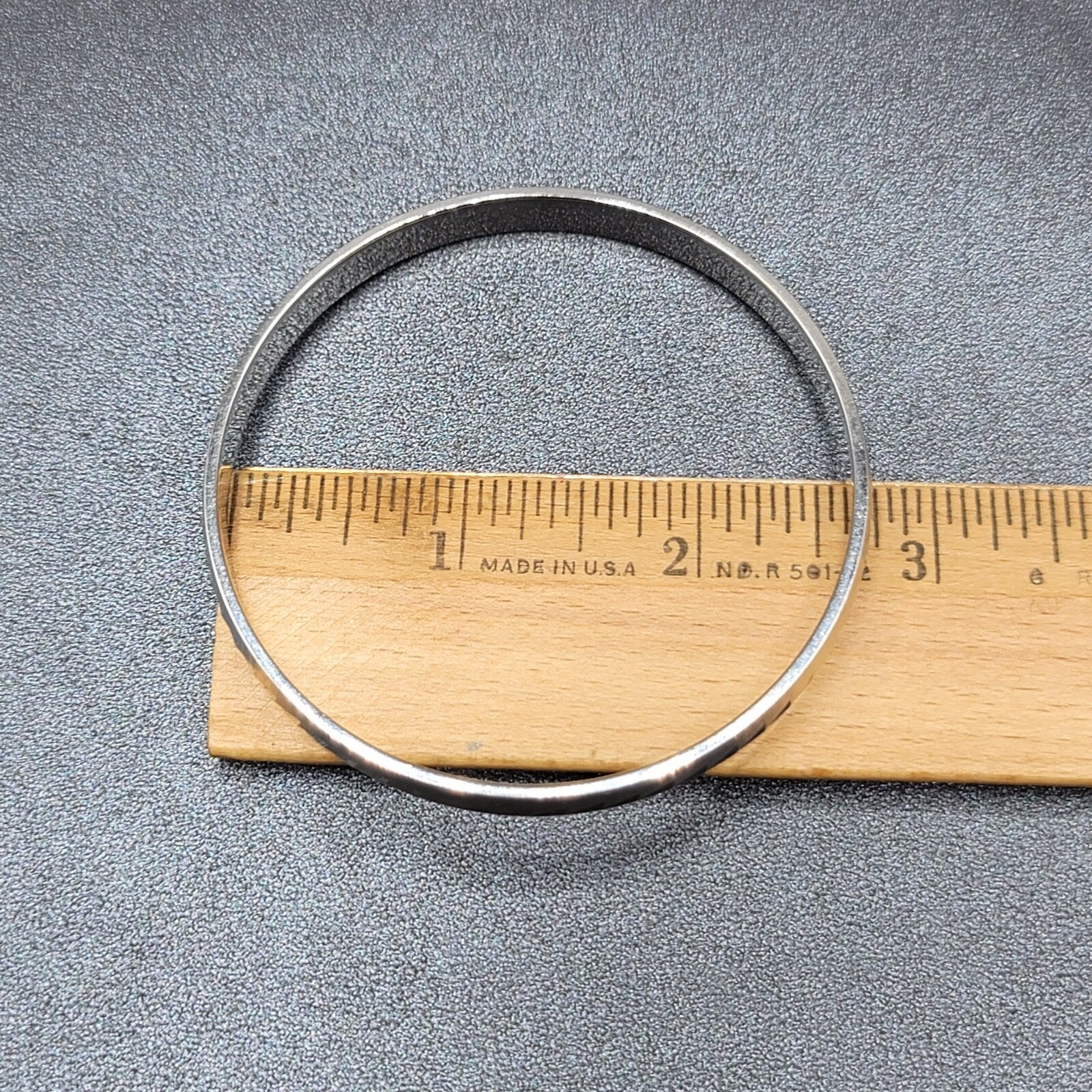 Vintage Monet Silver tone Bangle Bracelet L 2.75" diameter