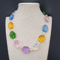 Multicolor Faceted GLASS Beaded Necklace Fun Statement 18" - 20"