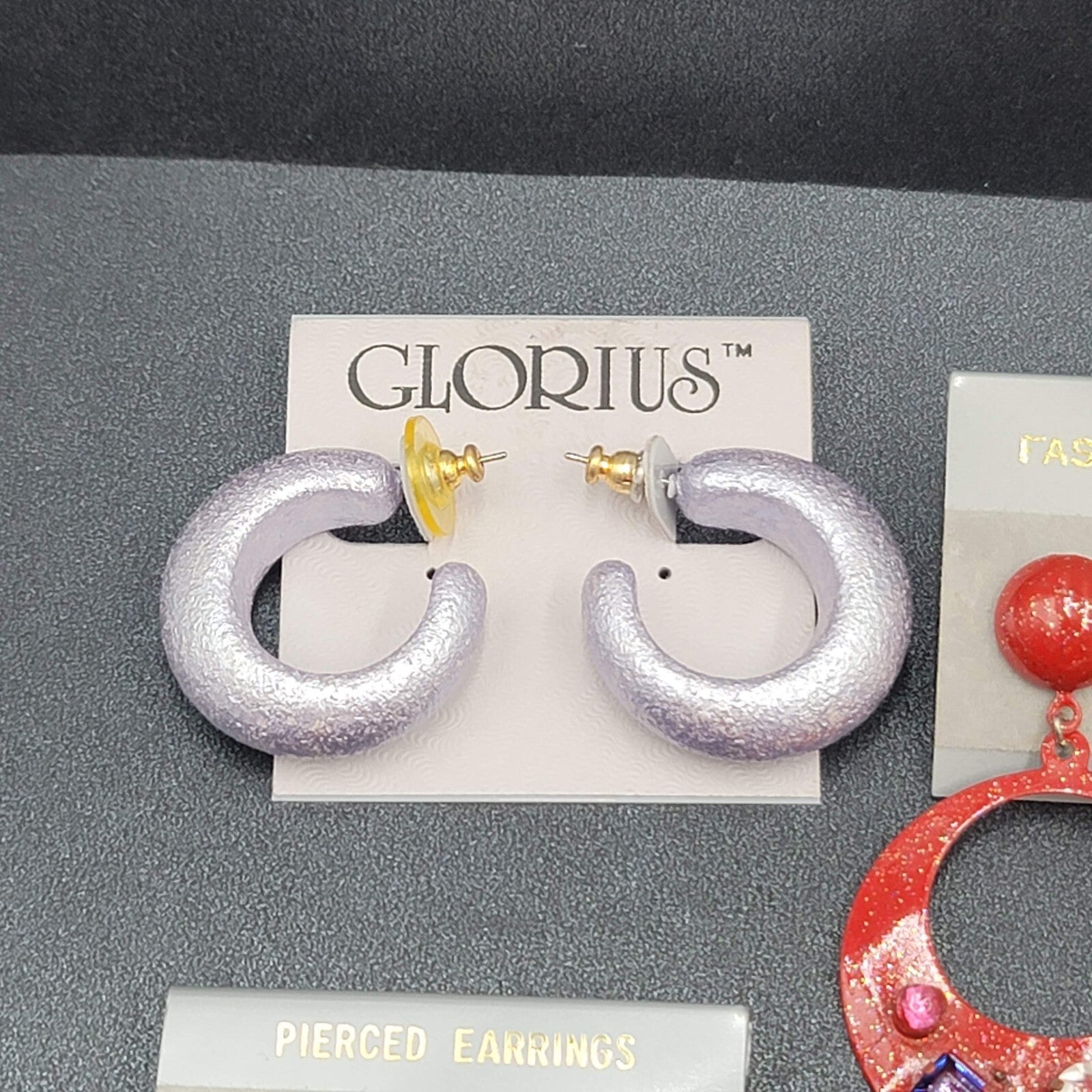 Vintage Lot of 9 NOS Pierced Earrings Enamel Heart Hoops Flower Gold tone