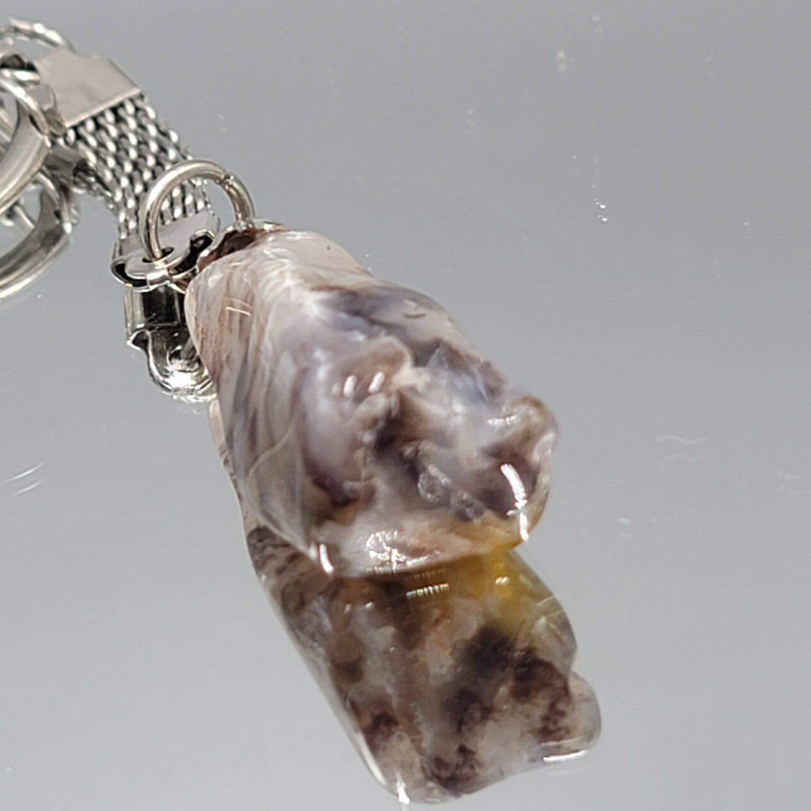 Vintage Natural Polished Quartz Rock Keychain