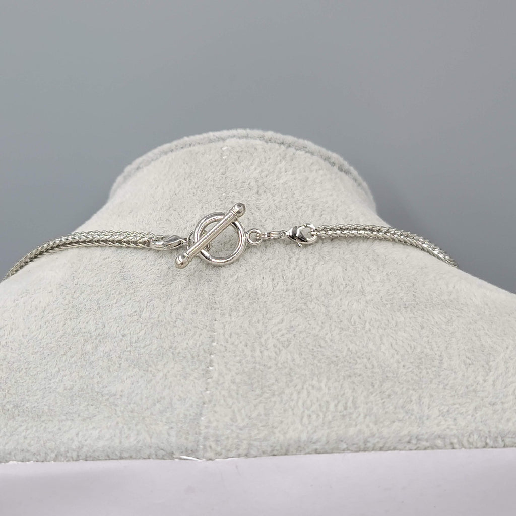 Silver Plated Spiga Chain Necklace Toggle or Lobster Clasp 18 in