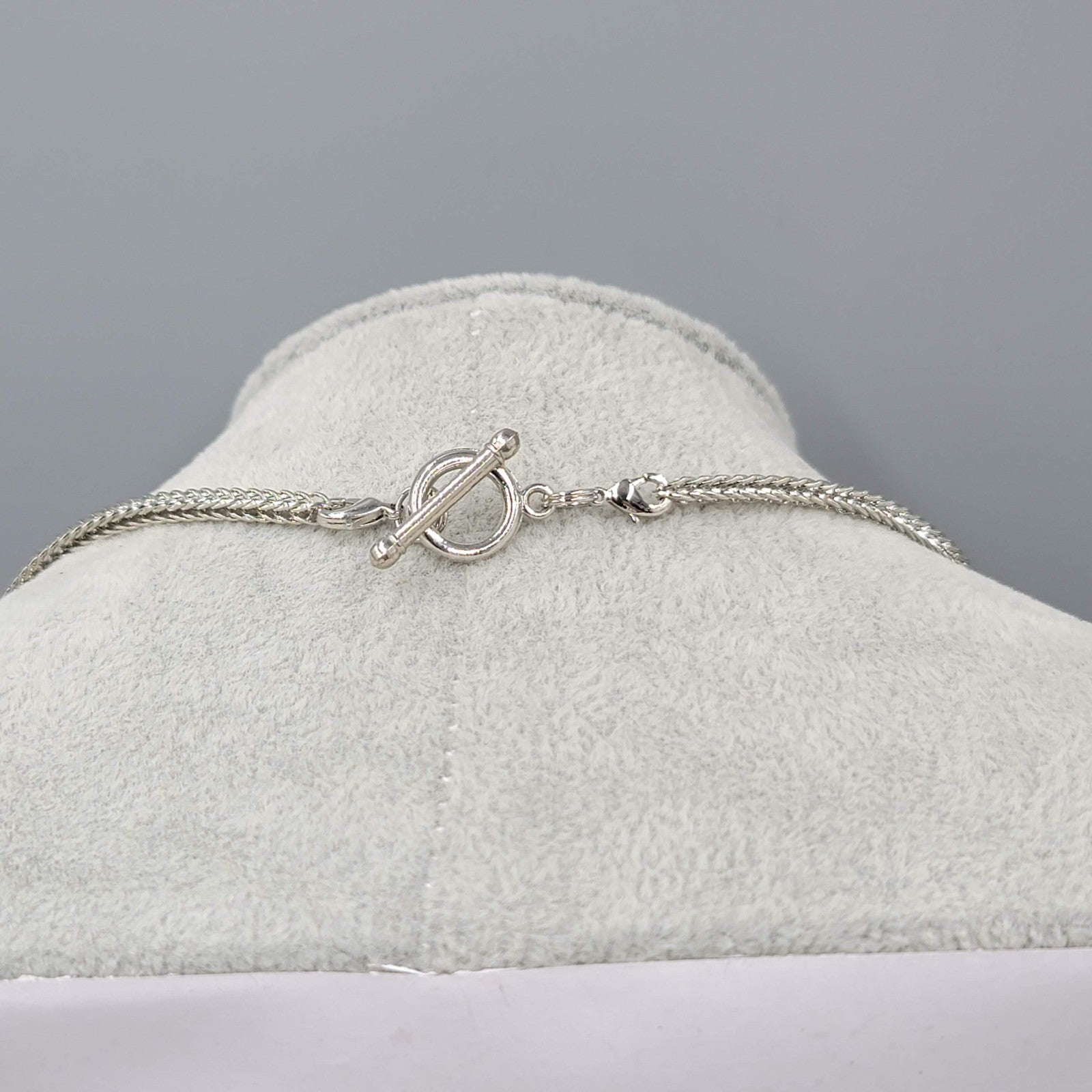 Silver Plated Spiga Chain Necklace Toggle or Lobster Clasp 18 in