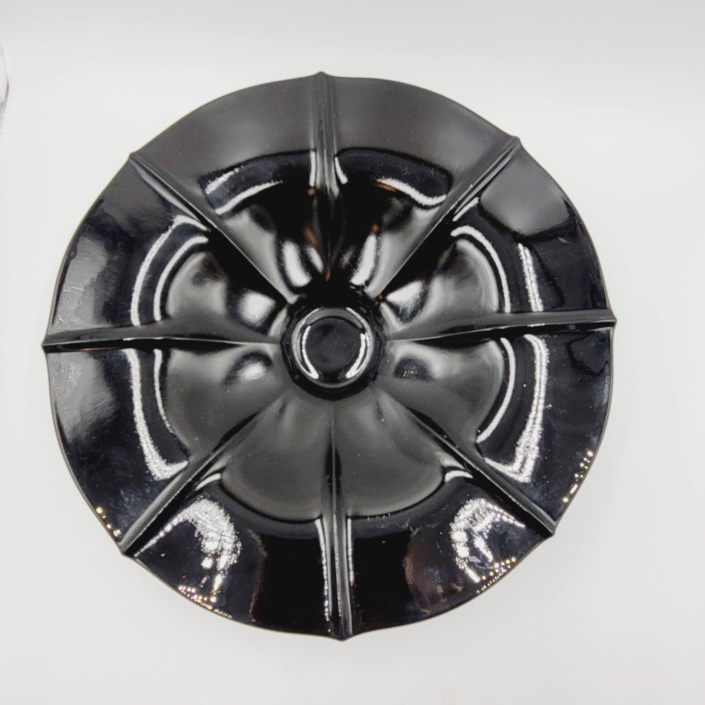 Vintage Black Glass Large Pedestal Bowl Dish MCM 11.5"
