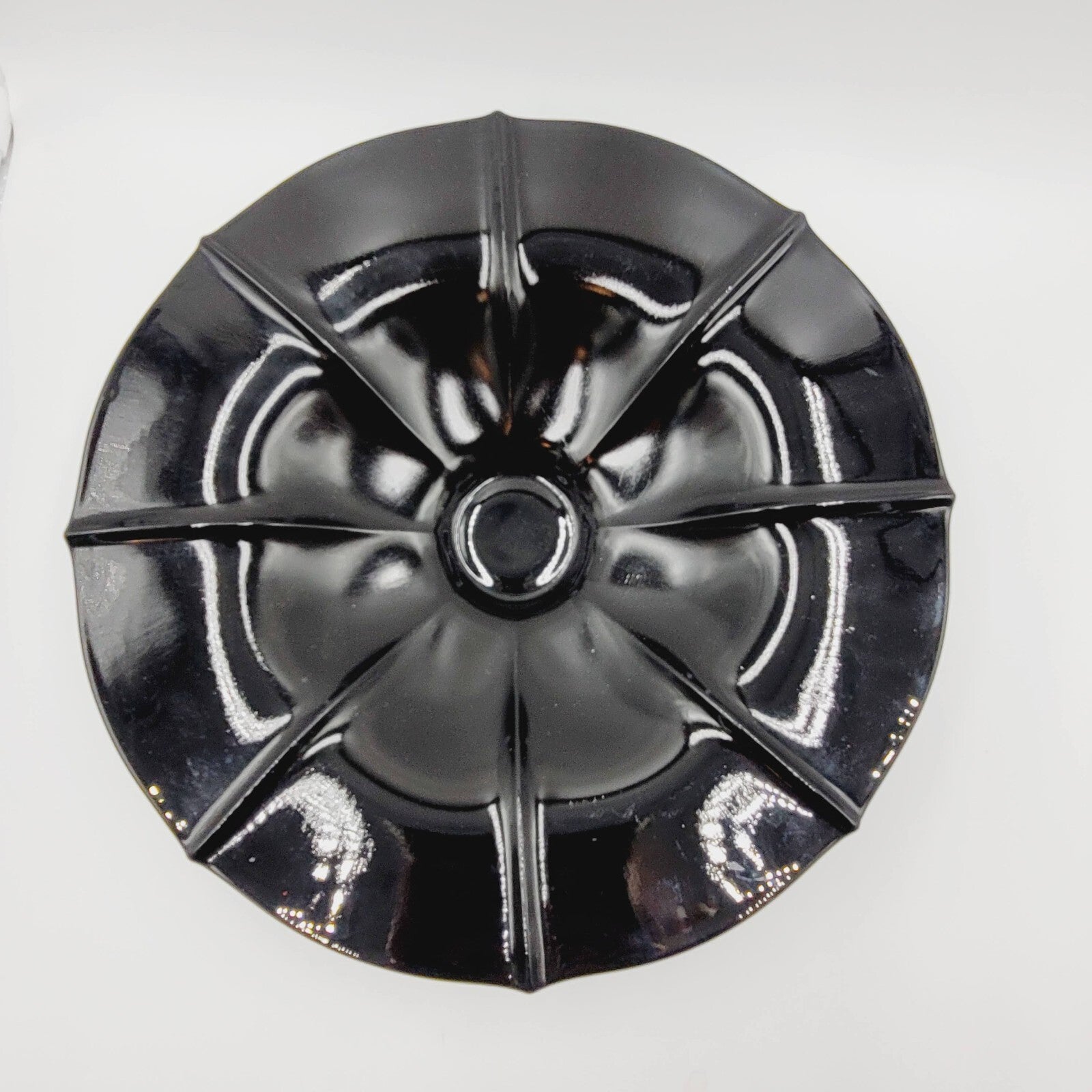 Vintage Black Glass Large Pedestal Bowl Dish MCM 11.5"