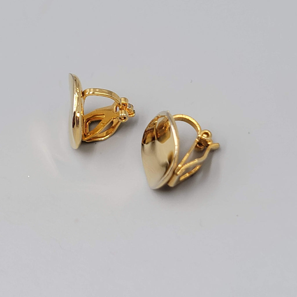 Vintage Stud Clip on Earrings Gold Plate Wavy Round 1/2"