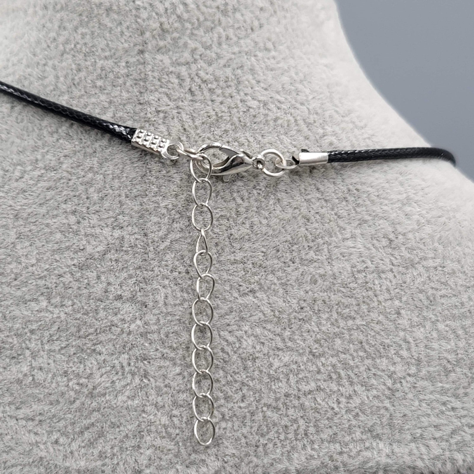 Scolecite Teardrop Pendant Necklace Black Cord 20"-22"